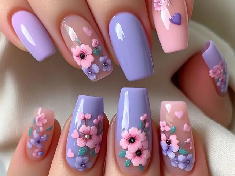 Floral Patterns: Nail Extension Designs for short nails